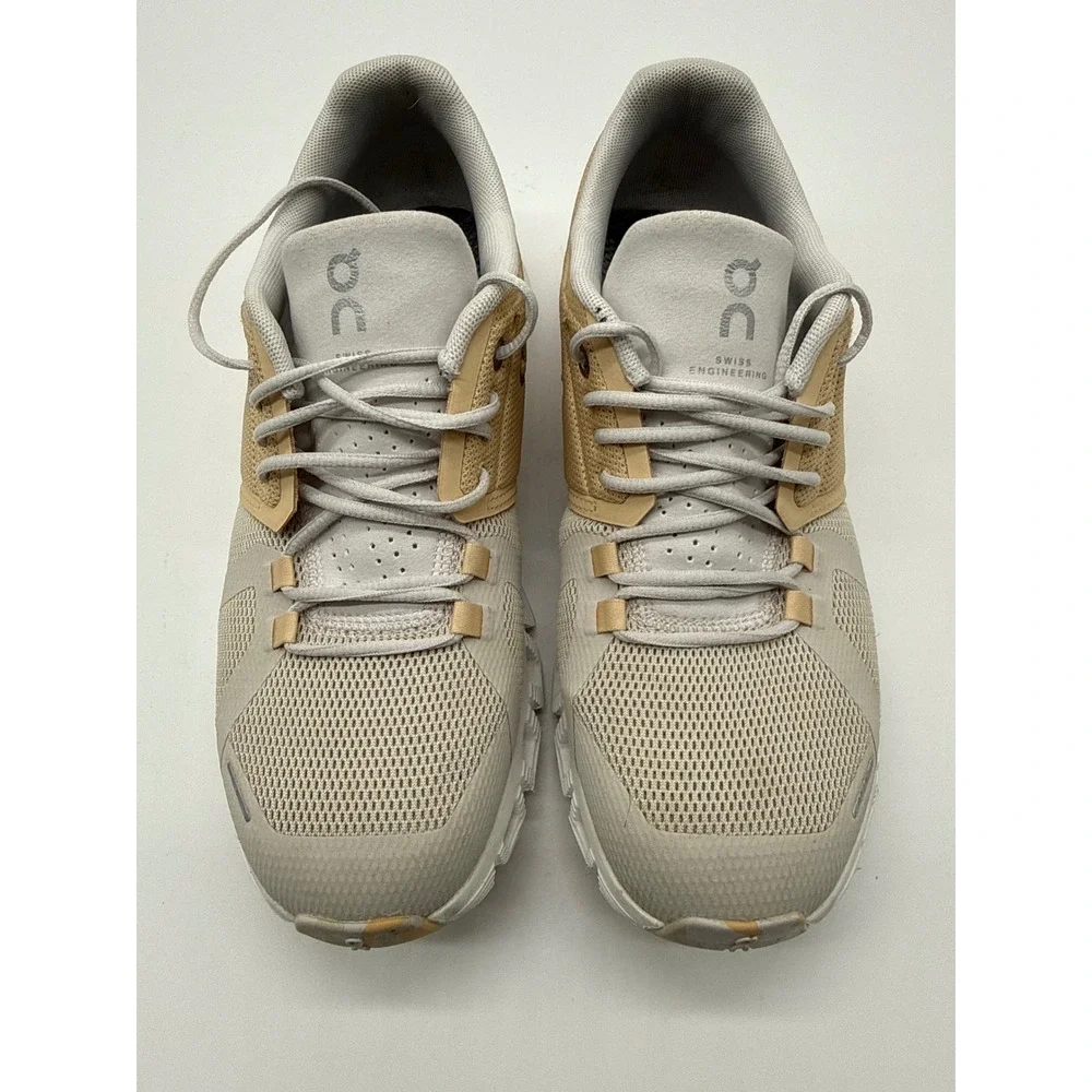 On Cloud 5 Running Shoes Womens 7.5 Tan Grey Excellent CloudTec Sneakers